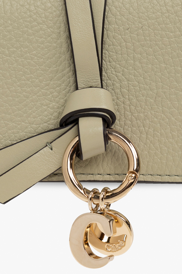 ★Chloe★ Alphabet Flap Card Holder Cashmere Grey CHC21WP015 Chloé Alphabet Card Holder In Grained Leather in Cashmere